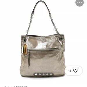 Coach Metallic Gold Leather Shoulder Bag with Chain Strap